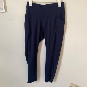 Navy Blue Mesh Leggings